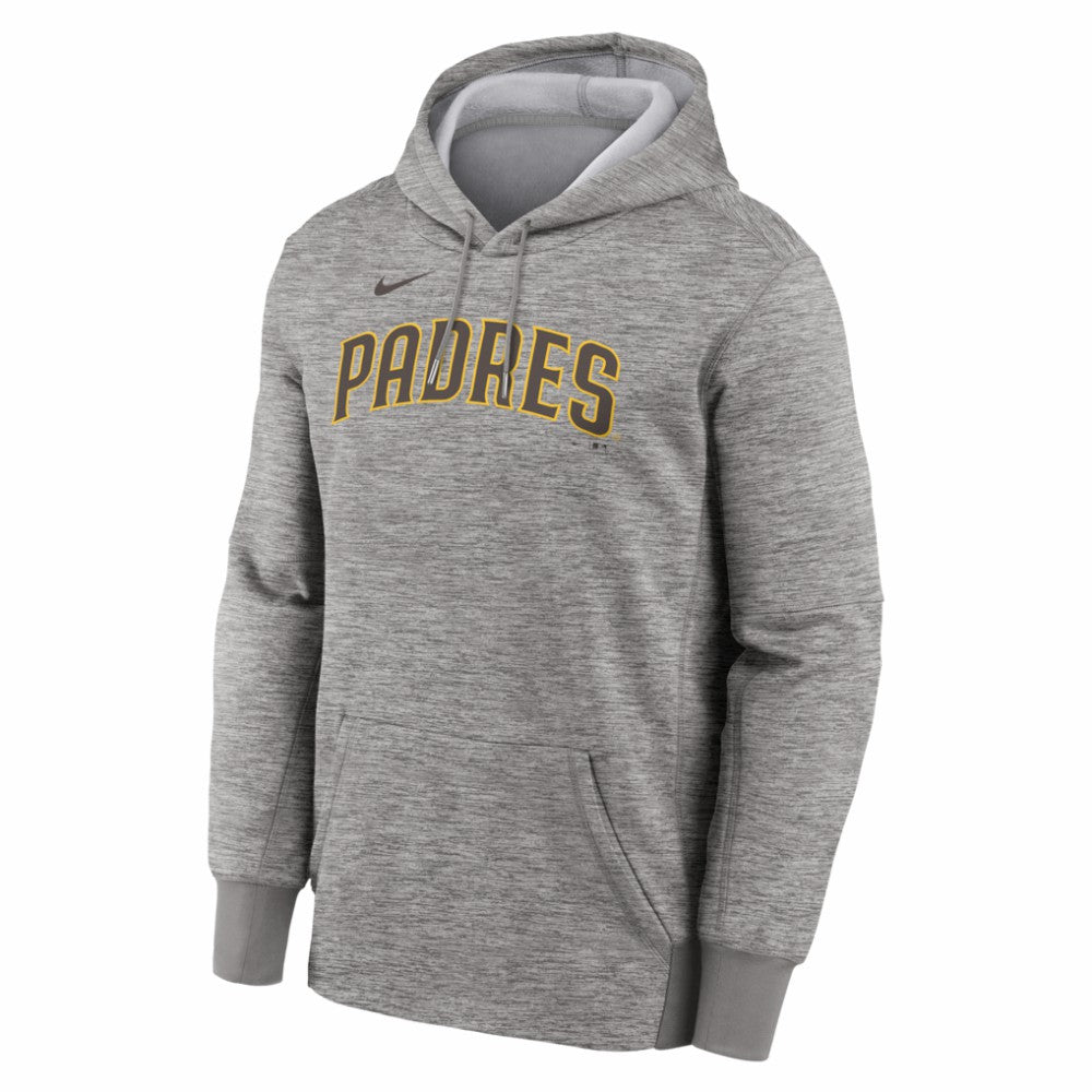 San Diego Padres Nike Primary Wordmark Therma Hoodie - Heather Gray - Nike Online