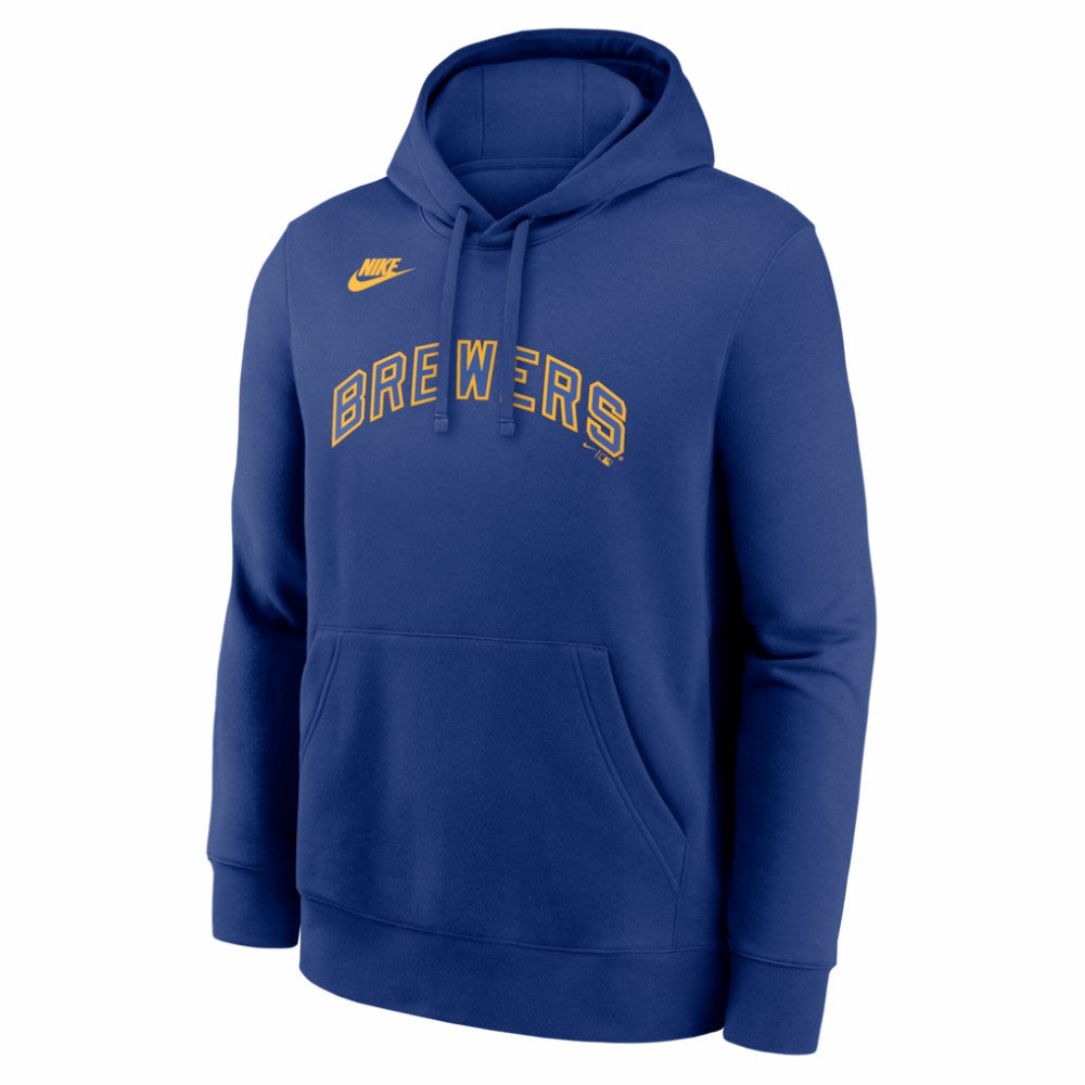 Milwaukee Brewers Nike Cooperstown Collection Wordmark Club Hoodie - Royal - Nike Discount