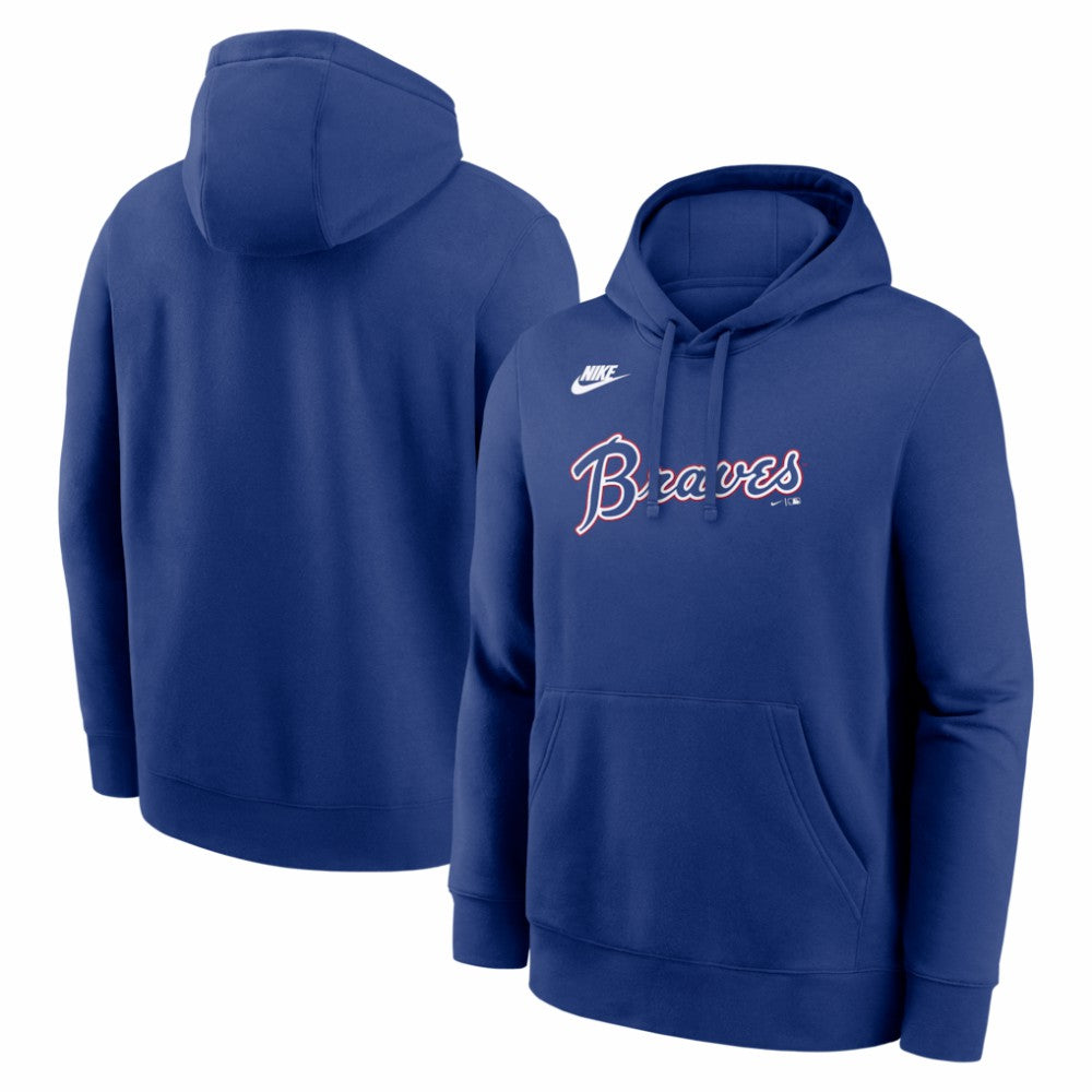 Atlanta Braves Nike Cooperstown Collection Wordmark Club Hoodie - Royal - Nike Sale