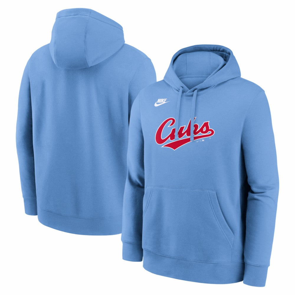 Chicago Cubs Nike Cooperstown Collection Wordmark Club Hoodie - Light Blue - Nike Lifestyle