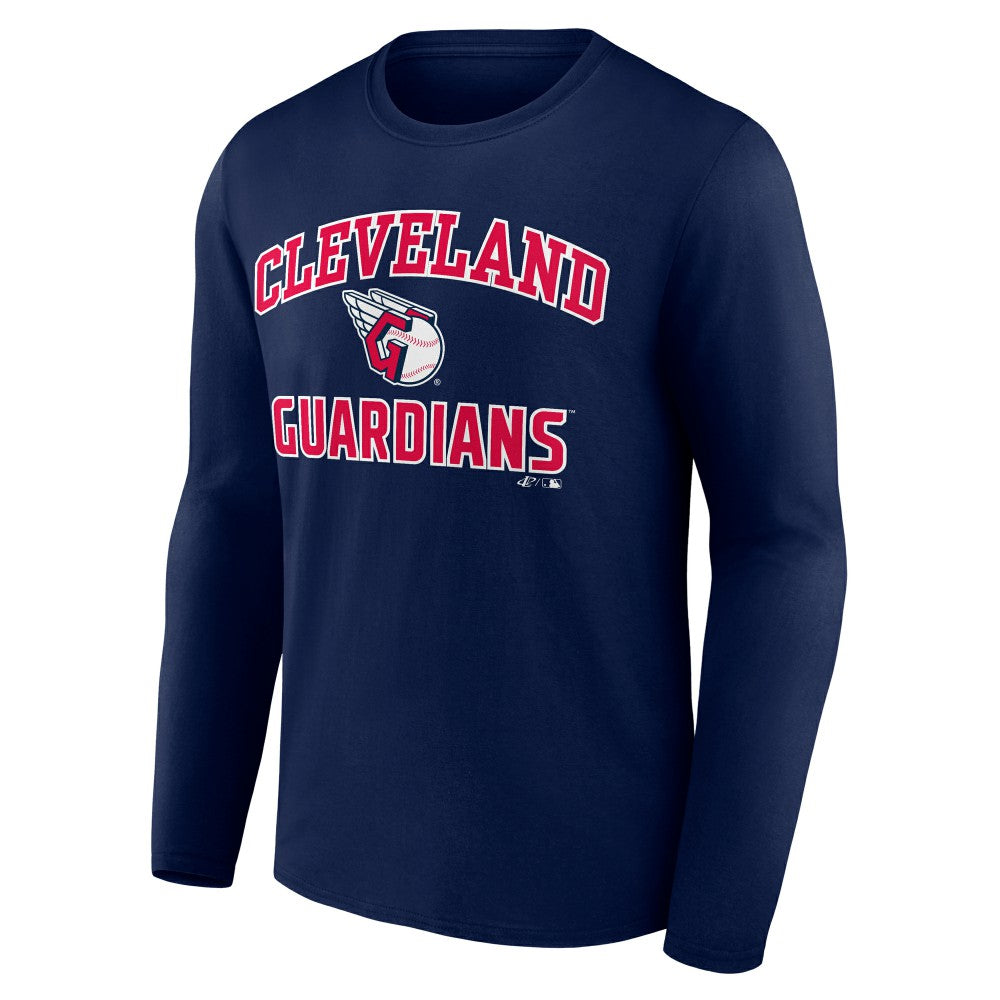 Cleveland Guardians Logo Athletic Heart & Soul Long Sleeve T-Shirt - Navy - MLB Sale