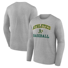 Athletics Logo Athletic Heart & Soul Long Sleeve T-Shirt - Heather Gray - MLB Sale