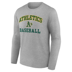 Athletics Logo Athletic Heart & Soul Long Sleeve T-Shirt - Heather Gray - MLB Sale