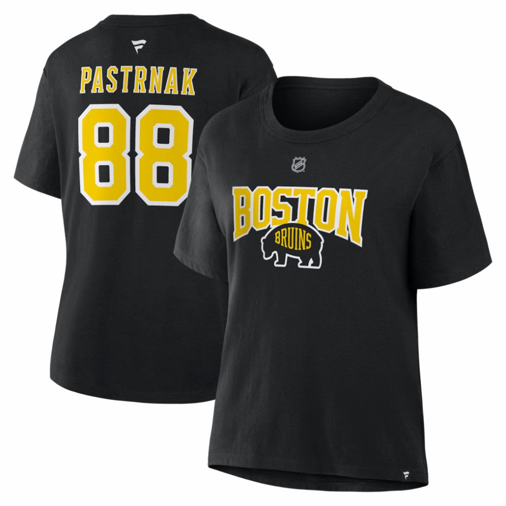 David Pastrnak Boston Bruins Fanatics Women's 2026 NHL Stadium Series Authentic Stack Name & Number T-Shirt - Black - NHL 2001798327