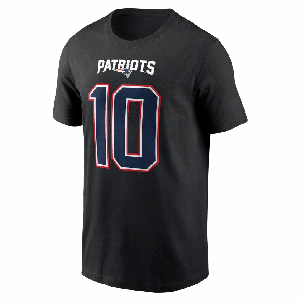 Nike Drake Maye New England Patriots Carbon Name & Number T-Shirt Black