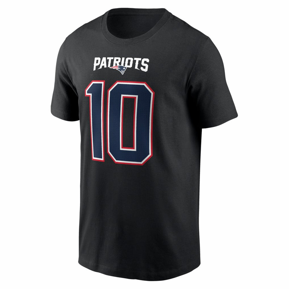 Nike Drake Maye New England Patriots Carbon Name & Number T-Shirt Black