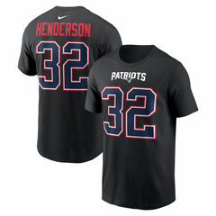 Nike TreVeyon Henderson New England Patriots Carbon Name & Number T-Shirt Black