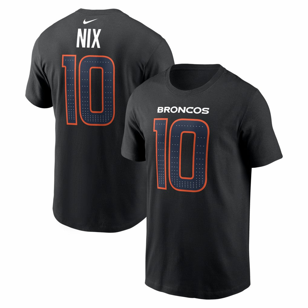 Nike Bo Nix Denver Broncos Carbon Name & Number T-Shirt Black
