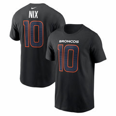 Nike Bo Nix Denver Broncos Carbon Name & Number T-Shirt Black