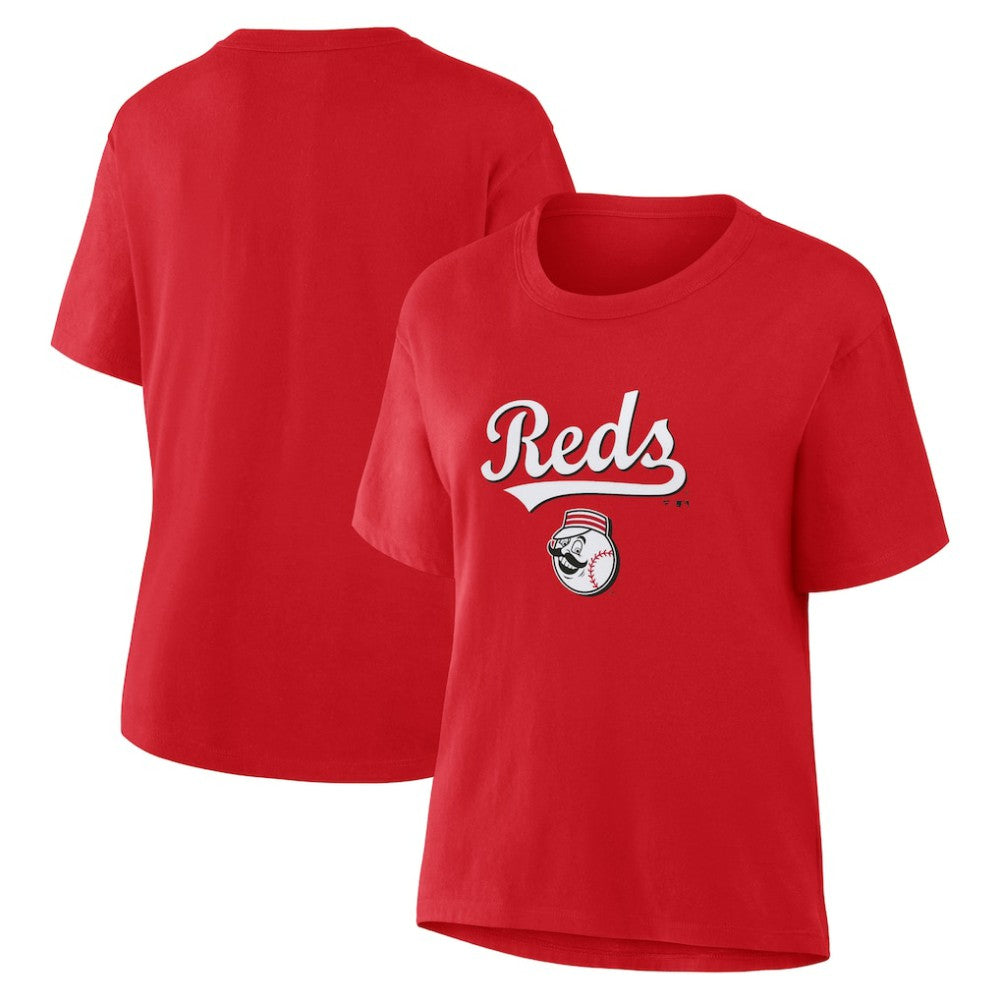 Cincinnati Reds Fanatics Women's Lockup Legacy T-Shirt - Red - Fanatics Lifestyle
