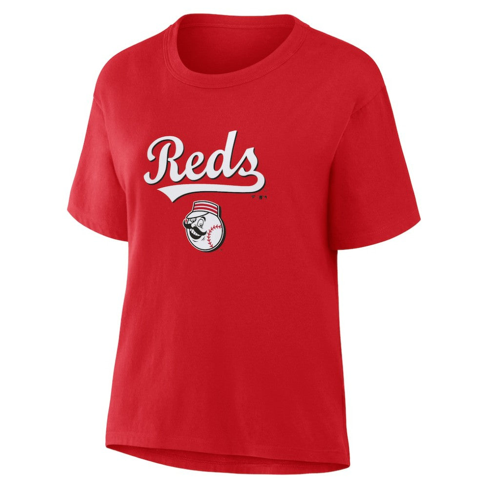 Cincinnati Reds Fanatics Women's Lockup Legacy T-Shirt - Red - Fanatics Lifestyle