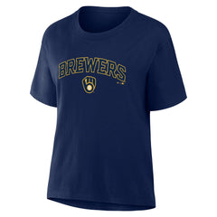 Milwaukee Brewers Fanatics Women's Lockup Legacy T-Shirt - Navy - Fanatics Online