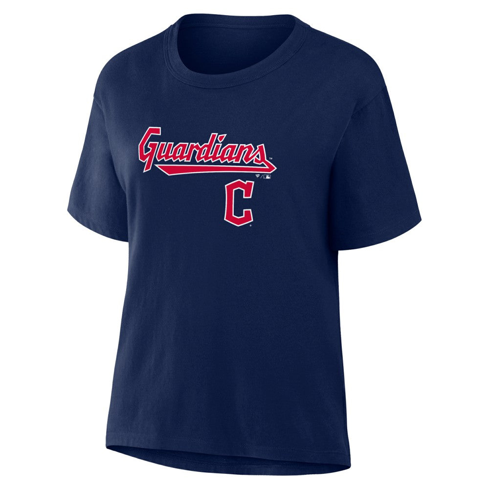 Cleveland Guardians Fanatics Women's Lockup Legacy T-Shirt - Navy - Fanatics Sale