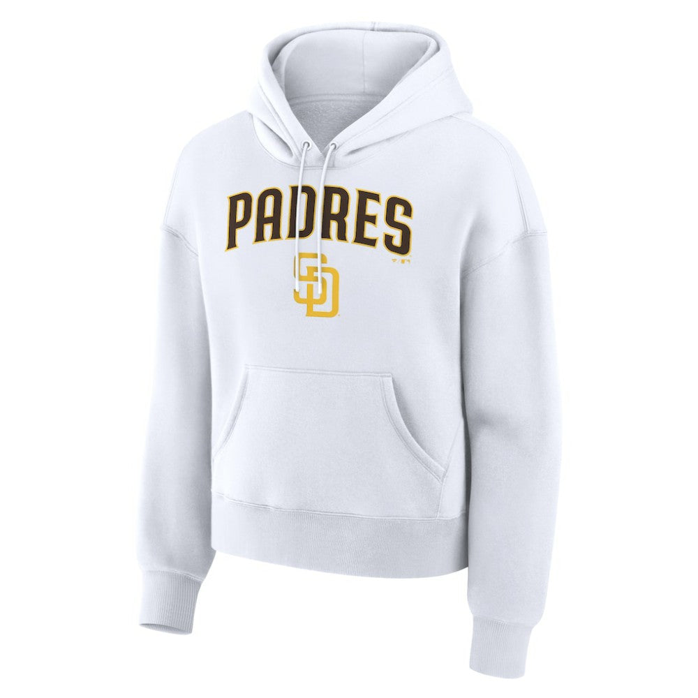 San Diego Padres Fanatics Women's Lockup Legacy Fleece Hoodie - White - Fanatics on Sale