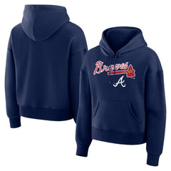 Atlanta Braves Fanatics Women's Lockup Legacy Fleece Hoodie - Navy - Fanatics Discount