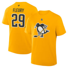 Marc-Andre Fleury Pittsburgh Penguins Fanatics Authentic Stack Name & Number T-Shirt - Gold - NHL 2001808242