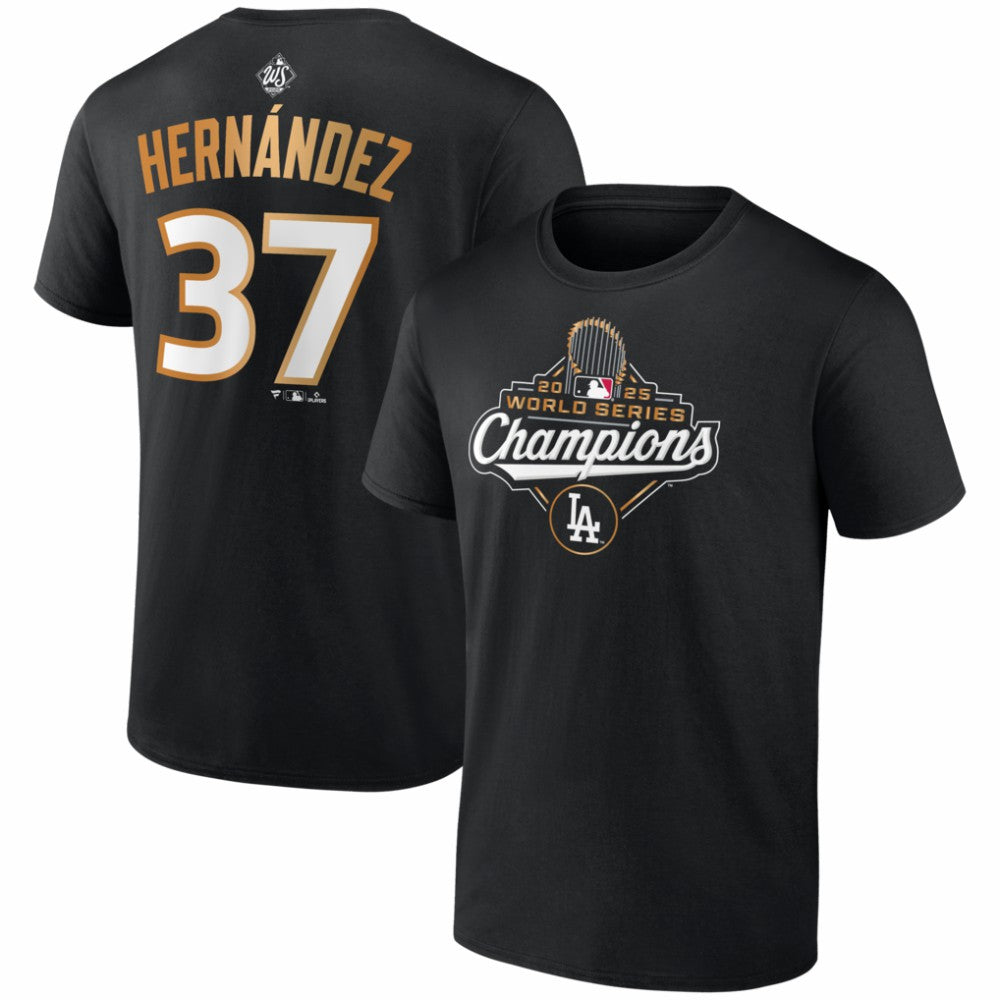 Teoscar Hernández Los Angeles Dodgers Fanatics 2025 World Series Champions Name & Number T-Shirt - Black - Fanatics Sale