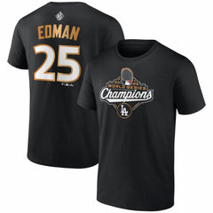Tommy Edman Los Angeles Dodgers Fanatics 2025 World Series Champions Name & Number T-Shirt - Black - Fanatics Sale