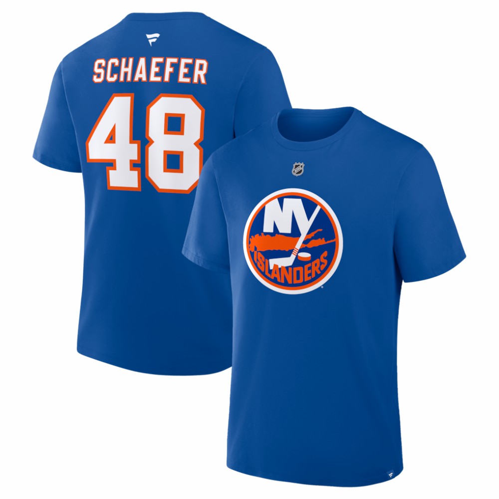 Matthew Schaefer New York Islanders Fanatics Authentic Stack Name & Number T-Shirt - Royal - NHL 2001819213