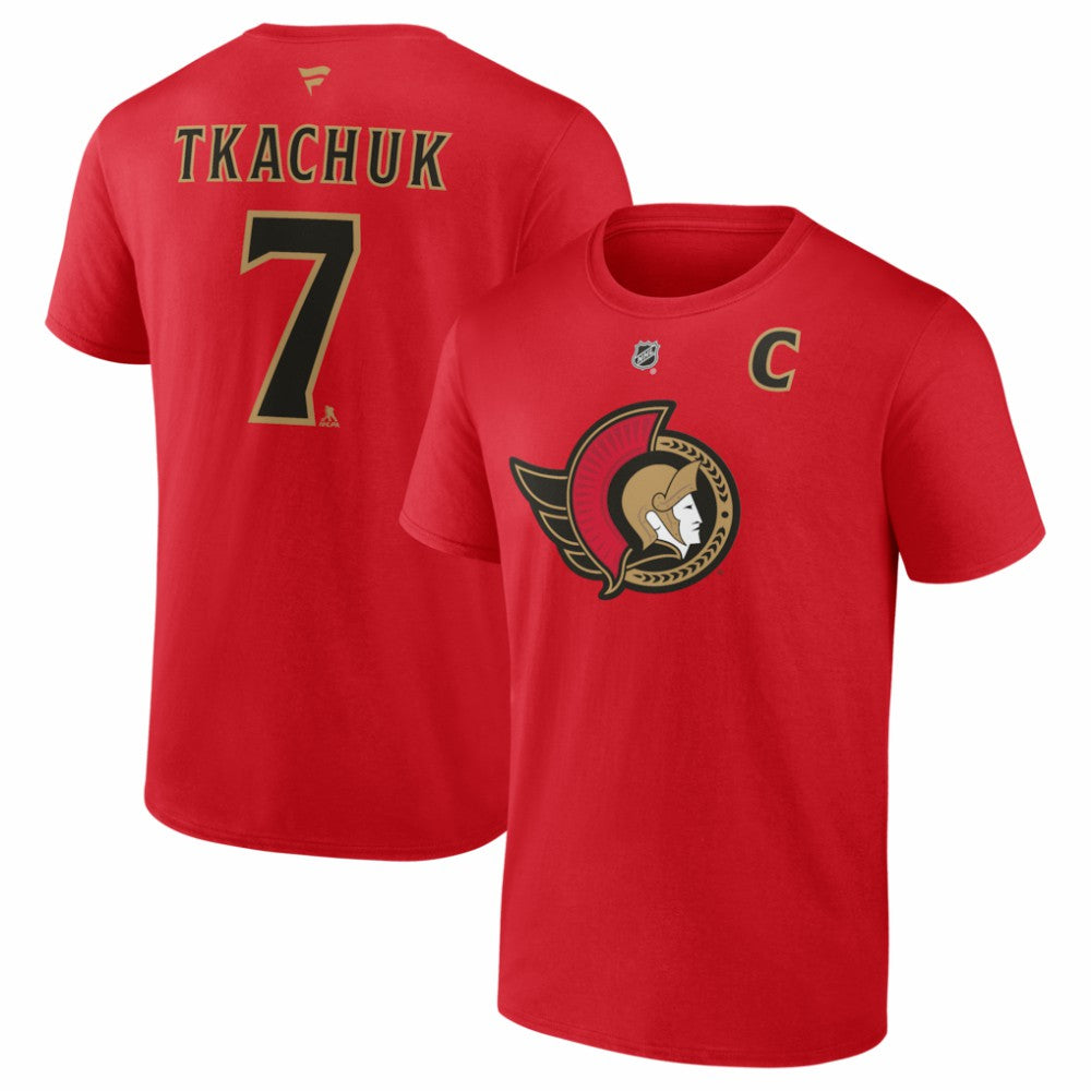 Brady Tkachuk Ottawa Senators Fanatics Captain's Patch Authentic Stack Name & Number T-Shirt - Red - NHL 2001824645