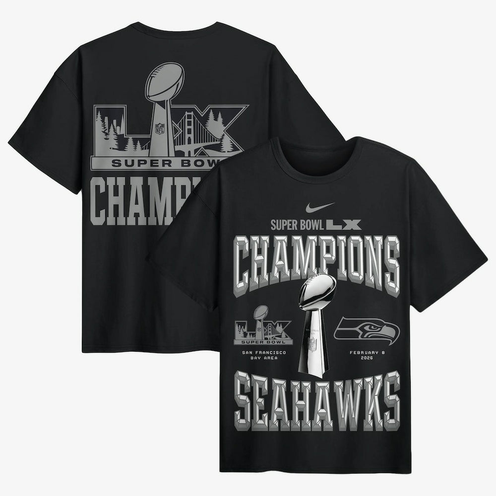 Nike Seattle Seahawks Super Bowl LX Champions Locker Room Trophy Collection Authentic T-Shirt Black