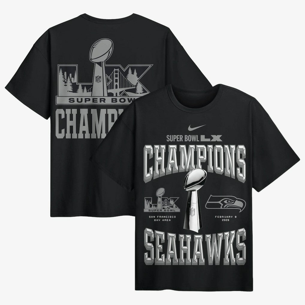 Nike Seattle Seahawks Super Bowl LX Champions Locker Room Trophy Collection Authentic T-Shirt Black