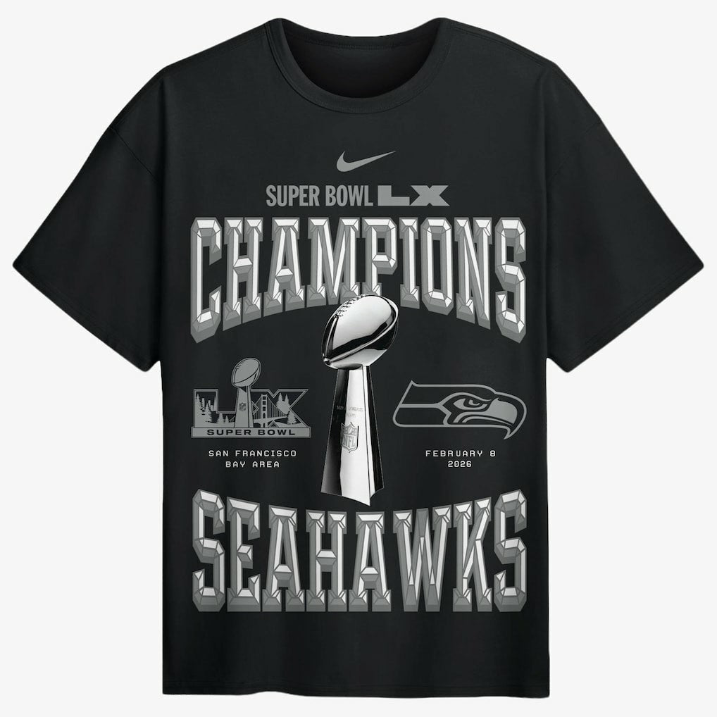 Nike Seattle Seahawks Super Bowl LX Champions Locker Room Trophy Collection Authentic T-Shirt Black