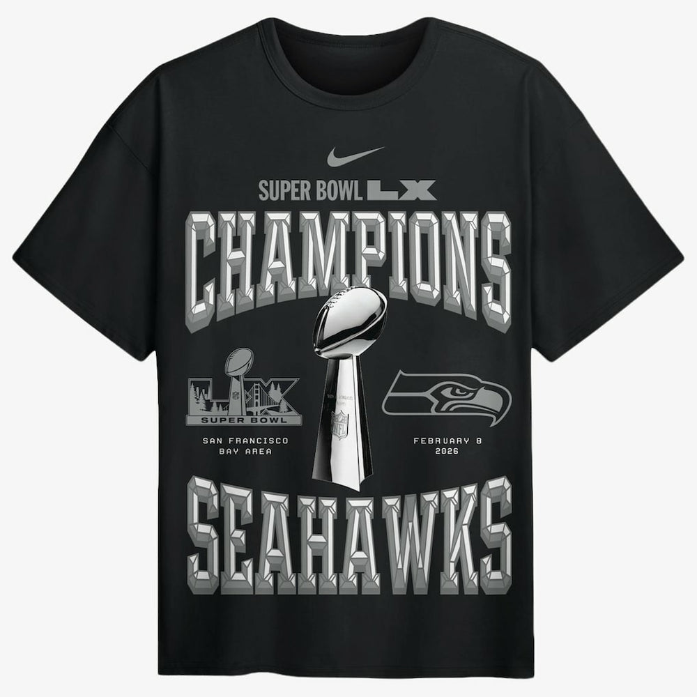 Nike Seattle Seahawks Super Bowl LX Champions Locker Room Trophy Collection Authentic T-Shirt Black