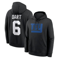 Nike Jaxson Dart New York Giants Player Name & Number Fleece Hoodie Black
