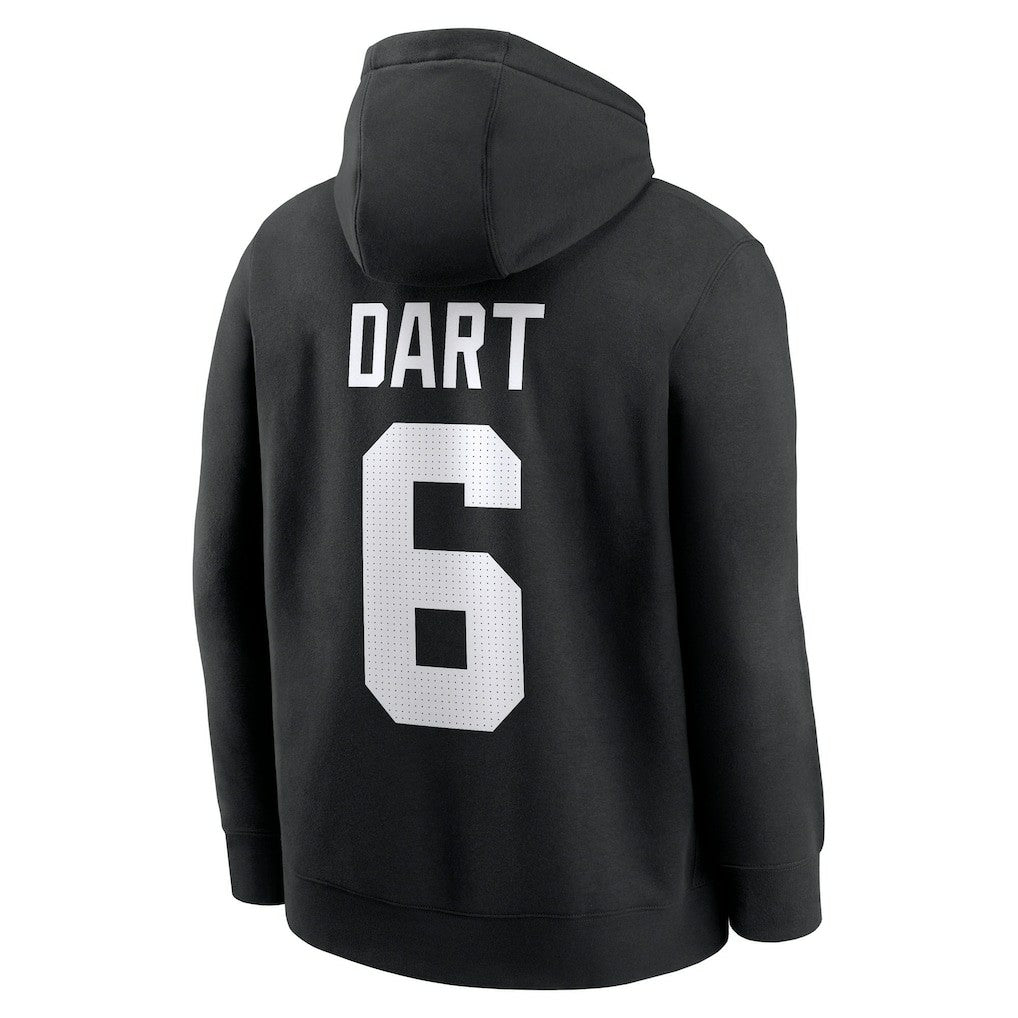 Nike Jaxson Dart New York Giants Player Name & Number Fleece Hoodie Black