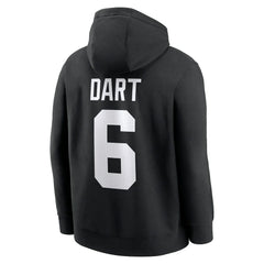 Nike Jaxson Dart New York Giants Player Name & Number Fleece Hoodie Black