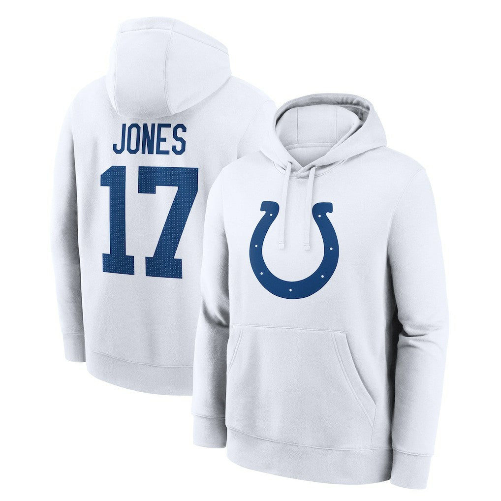 Nike Daniel Jones Indianapolis Colts Player Name & Number Fleece Hoodie White