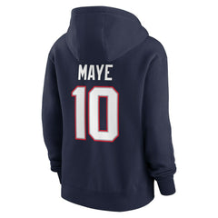 Nike Drake Maye New England Patriots Women's Player Name & Number Fleece Hoodie Navy