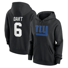 Nike Jaxson Dart New York Giants Women's Player Name & Number Fleece Hoodie Black