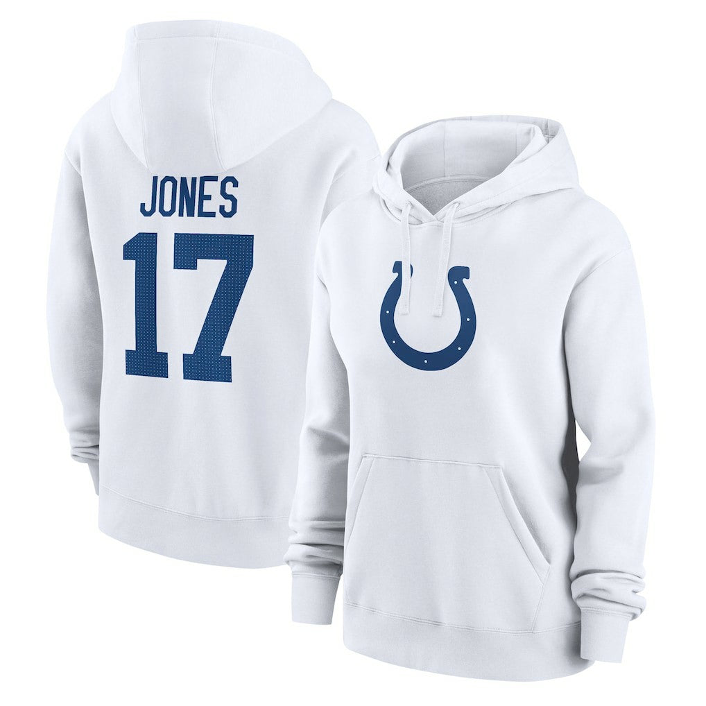 Nike Daniel Jones Indianapolis Colts Women's Player Name & Number Fleece Hoodie White