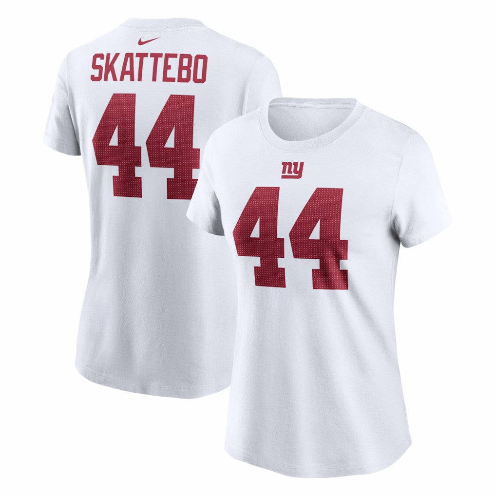 Nike Cam Skattebo New York Giants Women's Name & Number T-Shirt White