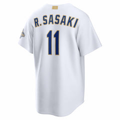 Roki Sasaki Los Angeles Dodgers Nike 2026 Gold Collection Stadium Jersey - White - Nike on Sale