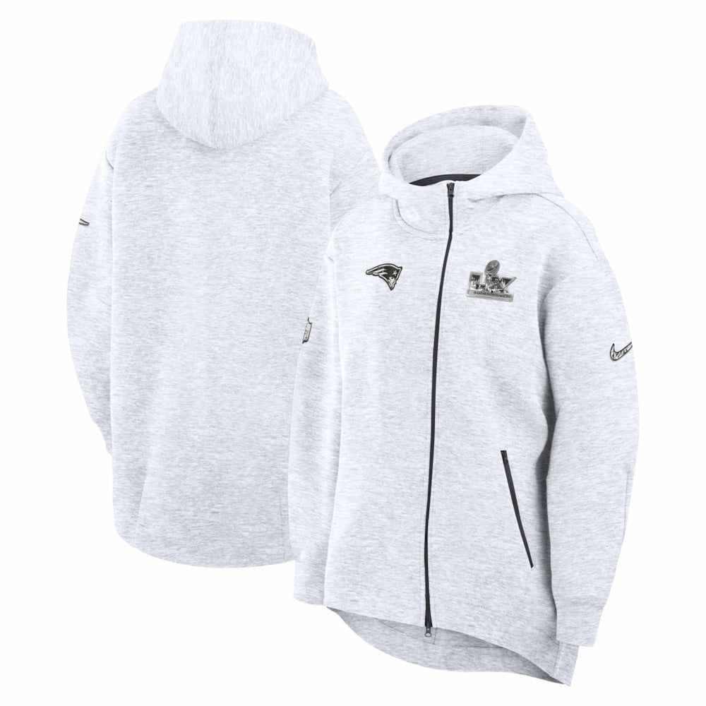 Nike New England Patriots Women's Super Bowl LX Opening Night Tech Fleece Full-Zip Hoodie Heather Gray