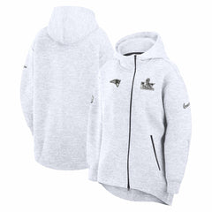Nike New England Patriots Women's Super Bowl LX Opening Night Tech Fleece Full-Zip Hoodie Heather Gray