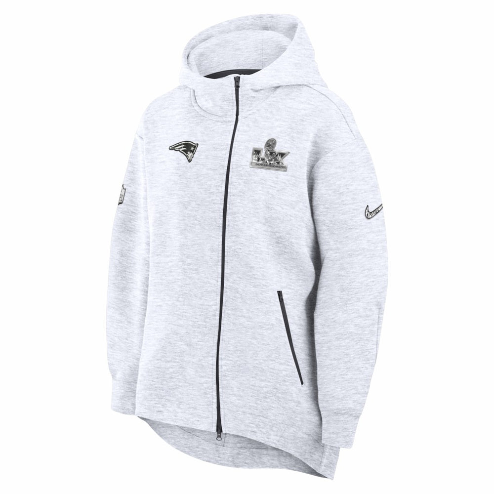 Nike New England Patriots Women's Super Bowl LX Opening Night Tech Fleece Full-Zip Hoodie Heather Gray