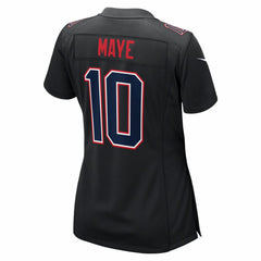 Nike Drake Maye New England Patriots Women's Super Bowl LX Patch Carbon Fashion Game Jersey Black