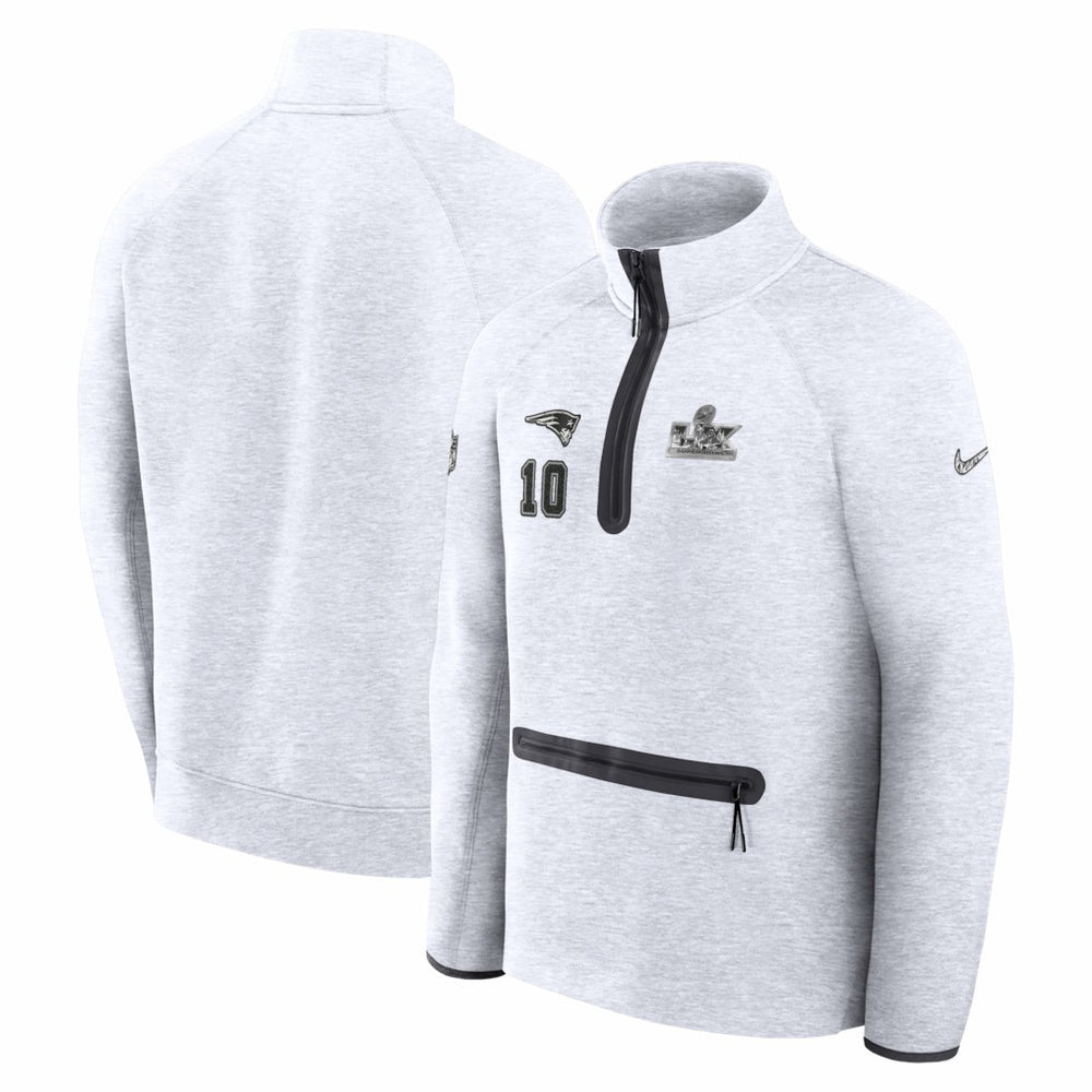 Nike Drake Maye New England Patriots Super Bowl LX Opening Night Tech Fleece Half-Zip Sweatshirt Gray