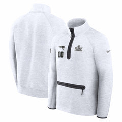 Nike Drake Maye New England Patriots Super Bowl LX Opening Night Tech Fleece Half-Zip Sweatshirt Gray