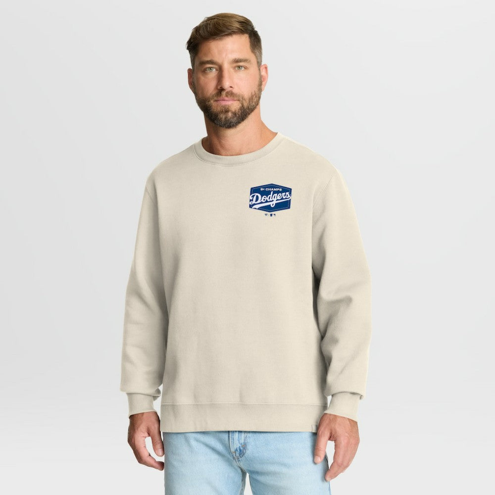 Los Angeles Dodgers Fanatics 9x Champs Crewneck Sweatshirt - Tan - Fanatics on Sale