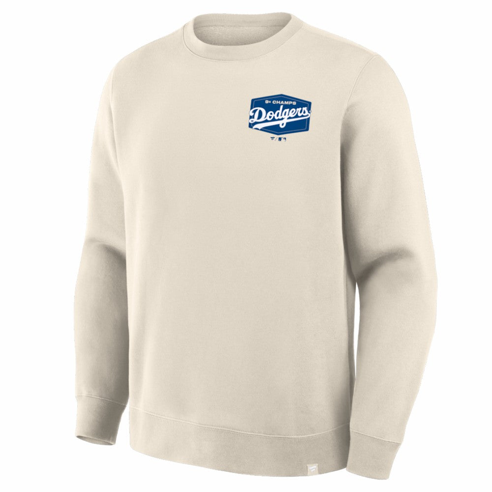 Los Angeles Dodgers Fanatics 9x Champs Crewneck Sweatshirt - Tan - Fanatics on Sale