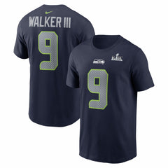 Nike Kenneth Walker III Seattle Seahawks Super Bowl LX Patch Name & Number T-Shirt College Navy