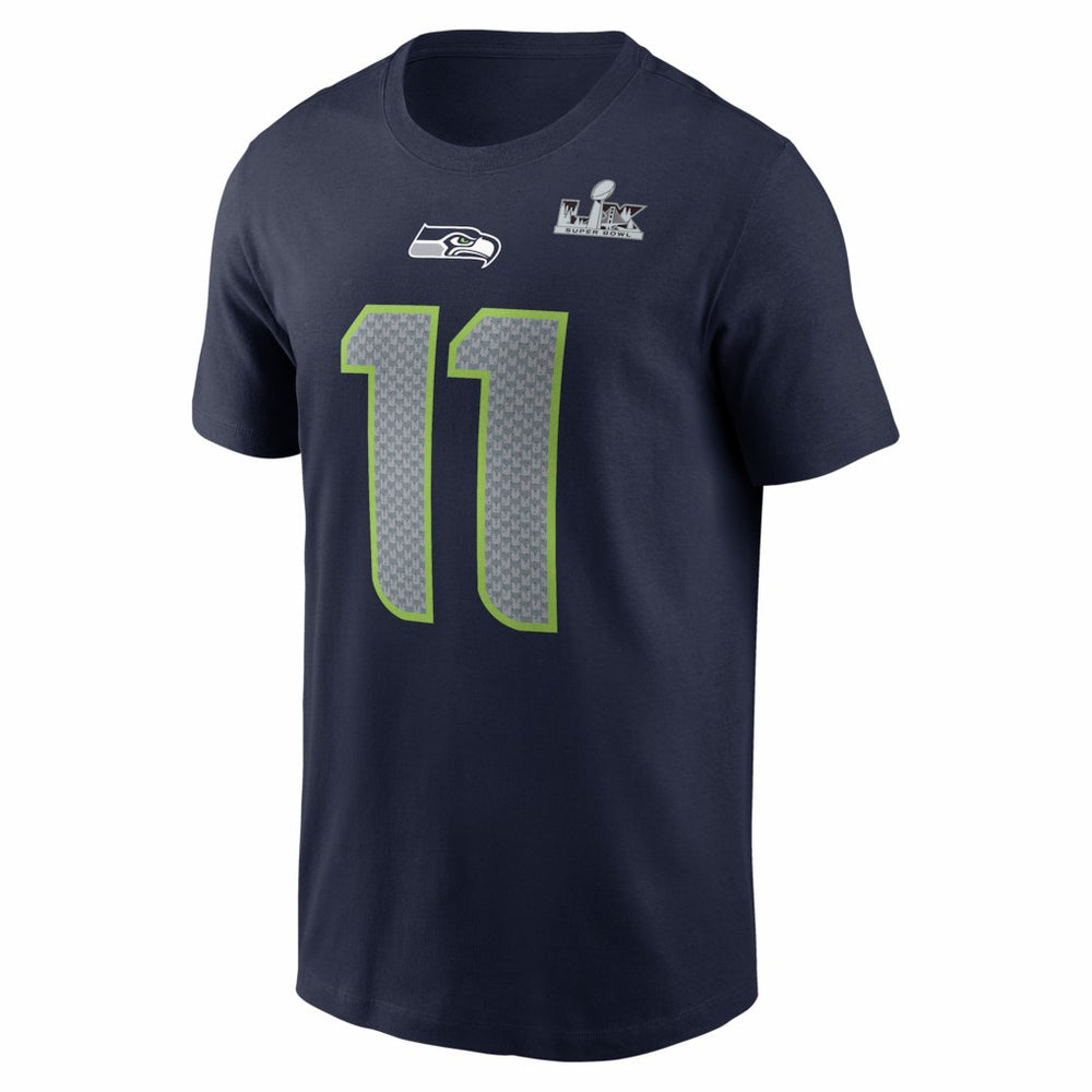 Nike Jaxon Smith-Njigba Seattle Seahawks Super Bowl LX Patch Name & Number T-Shirt College Navy