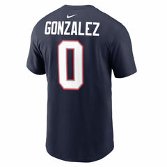 Nike Christian Gonzalez New England Patriots Super Bowl LX Patch Name & Number T-Shirt Navy