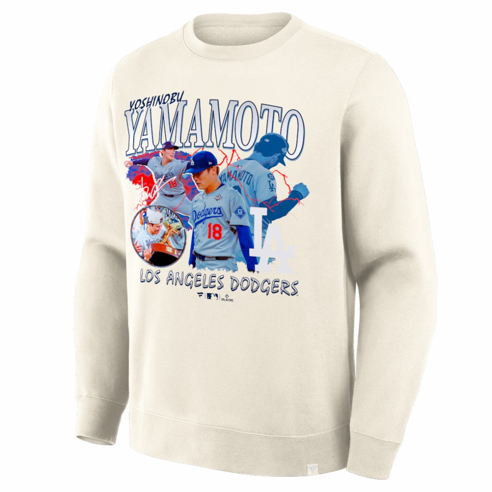 Yoshinobu Yamamoto Los Angeles Dodgers Fanatics Montage Legacy Sweatshirt - Cream - Fanatics Discount