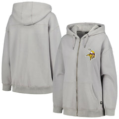 Minnesota Vikings The Wild Collective Women's Faux Fur Lined Tri-Blend Full-Zip Hoodie Gray